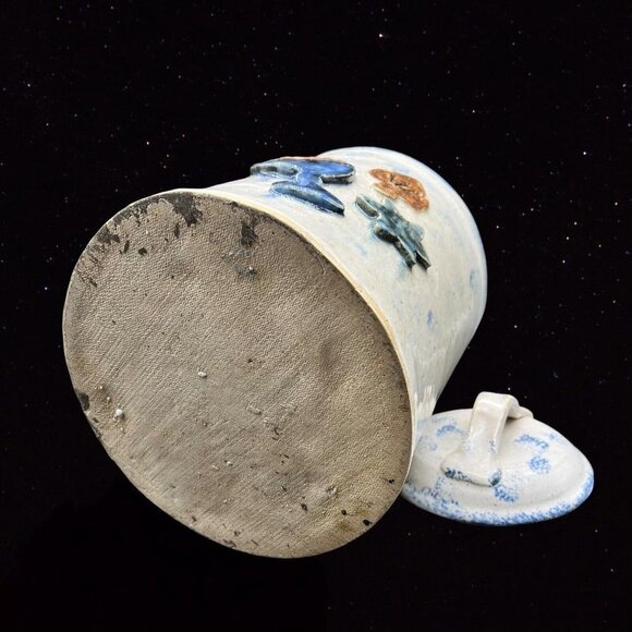 Antique Stoneware Large Cookie Jar 3D Vintage Studio Art Pottery 13”T 8”W - Picture 8 of 9